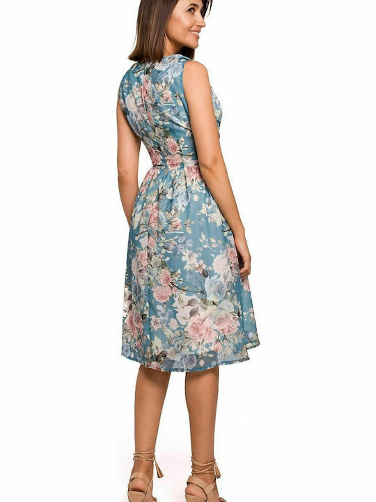 Stylove Summer All Day Sleeveless Wrap Midi Dress with V Neck Multicolour Floral , Regular Fit S225 144833