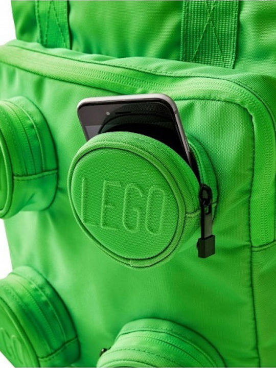 LEGO School Bag Backpack Elementary, Elementary Green with Water Bottle Holder 15Liters