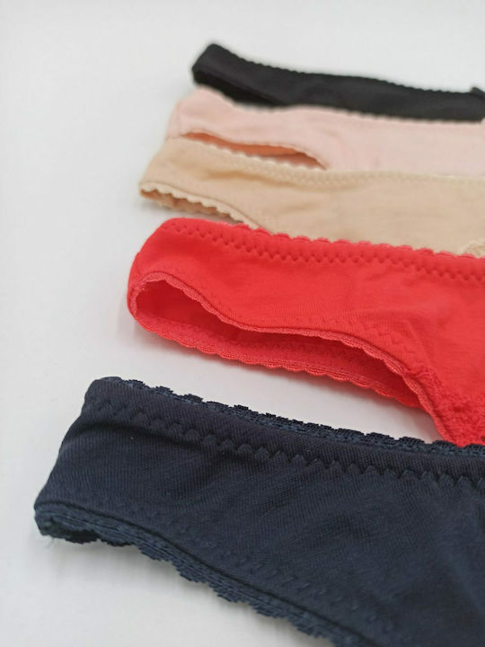Olina Βαμβακερά Women's String MultiPack with Lace