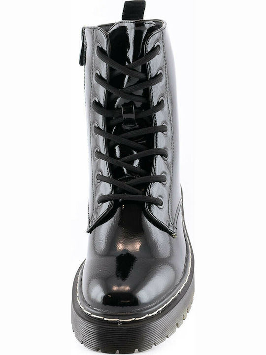 260-0004 Stiefeletten Damen aus Lackleder Schwarz