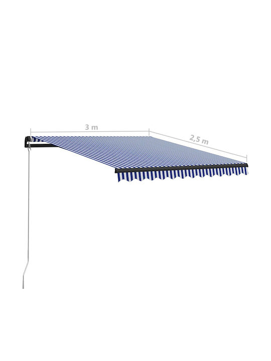 vidaXL Τέντα Βεράντας Μπλε / Λευκό 3x2.5m