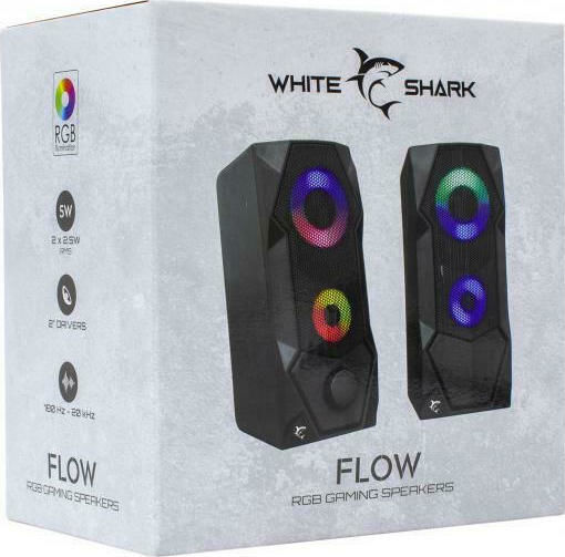 White Shark GSP-634 Difuzoare de Calculator 2.0 cu Iluminare RGB și Putere 5W în Negru Culoare