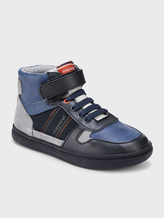 Mayoral Kids High Sneakers for Girls with Laces & Strap Navy Blue