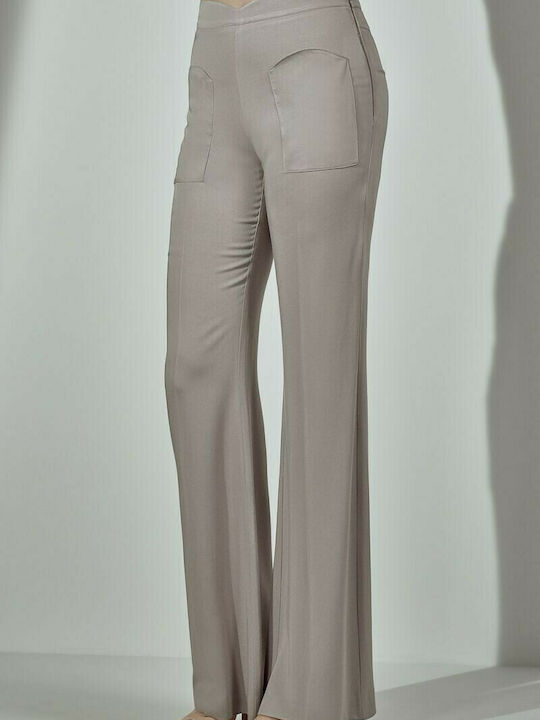 Yvonne Bosnjak Women's High-waisted Fabric Trousers Gray