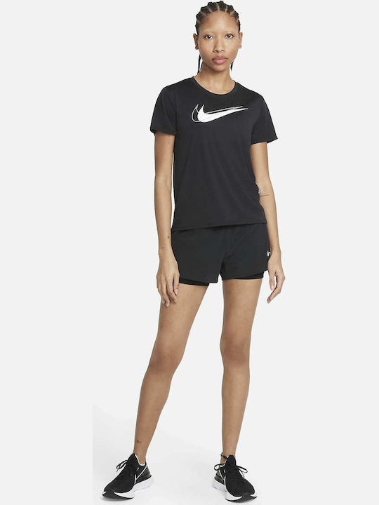 Swoosh Damen T-Shirt Dri-Fit Schwarz