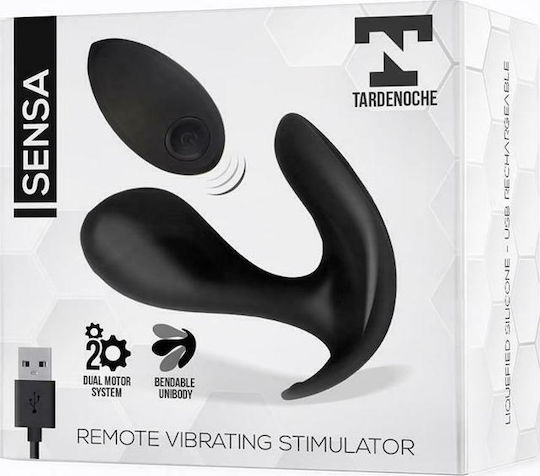 Tardenoche Sensa Stimulator Remote Control USB Liquid Silicone Vibrator Anal cu Funcție Wireless Black 7.8cm