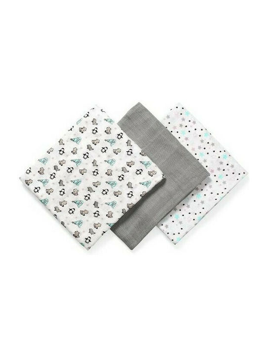 Babyono Muslin Swaddle Wraps Gray 70x70cm. 3pcs