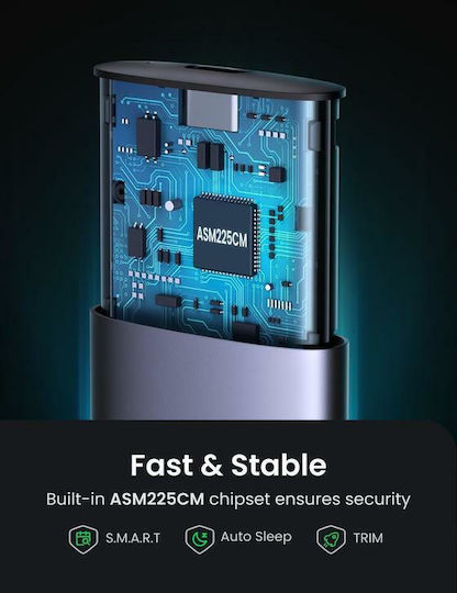 Ugreen CM400 Hard Drive Case M.2 PCI-Express NVME with connection USB 3.1 Type-C in Gray color