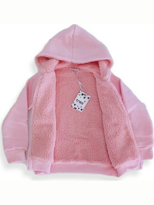 Trax Girls Hooded Sweatshirt with Zipper Pink