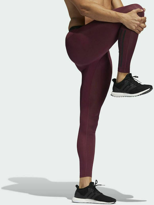 adidas Techfit 3 Stripes Colan sport pentru bărbați Lung Roșu