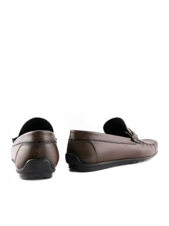 Δερμάτινα Ανδρικά Loafers σε Καφέ Χρώμα