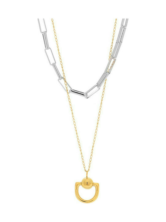 Visetti Necklace Double from Gold Plated Steel