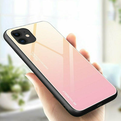 Hurtel Gradient Glass Back Cover Πλαστικό Ροζ (iPhone 12 / 12 Pro)