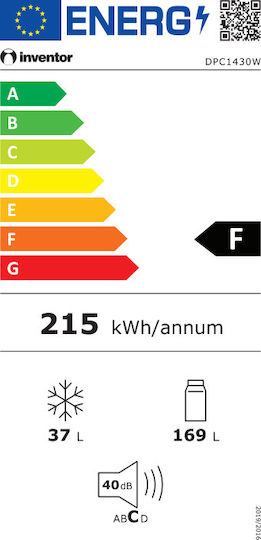 Inventor Ψυγείο Δίπορτο 206lt Υ142.6xΠ54.5xΒ55.5εκ. Λευκό DPC1430W