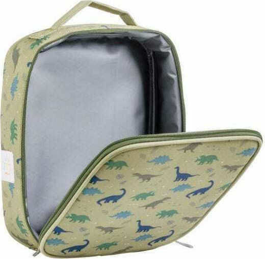 A Little Lovely Company School Insulated Kids' Lunch Handbag Green Dinosaurs 24x9x29cm
