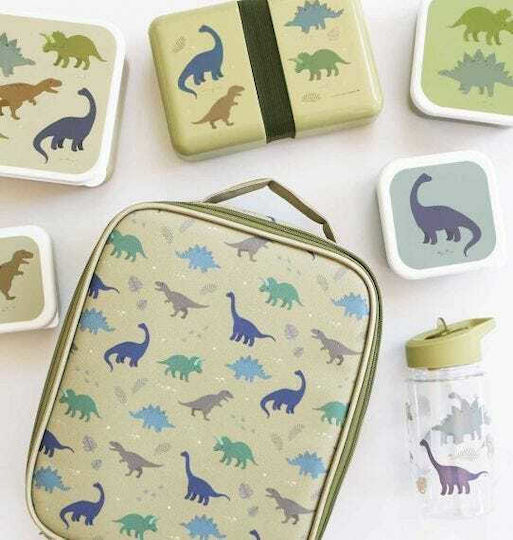 A Little Lovely Company School Insulated Kids' Lunch Handbag Green Dinosaurs 24x9x29cm