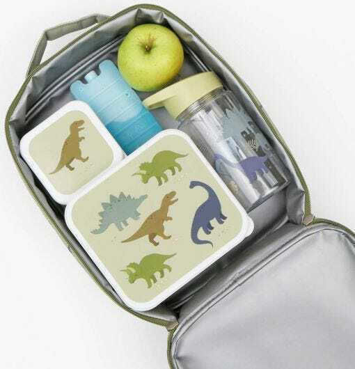 A Little Lovely Company School Insulated Kids' Lunch Handbag Green Dinosaurs 24x9x29cm