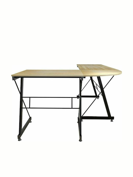 Birou Colțar De Calculatoare Sonama Din Lemn Sonoma Negru Cu Picioare Metalice 158x120x74cm