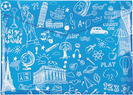 Typotrust Folder with Button for Paper A4 12pcs Doodle (Μiscellaneous colours)