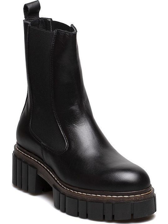 Alpe Leder Damen Chelsea Stiefeletten Schwarz