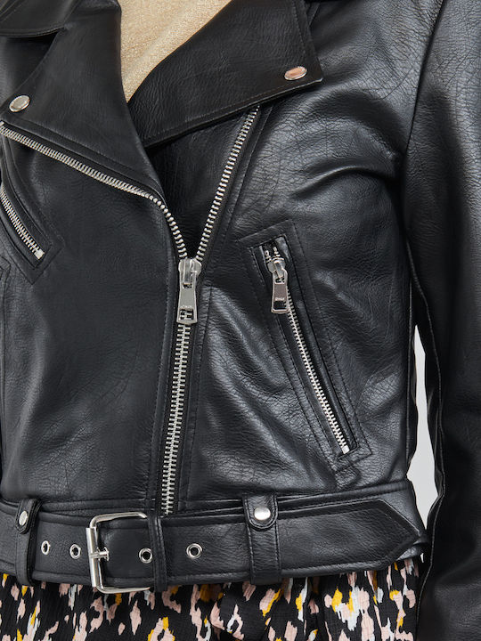 Vera Γυναικείο Biker Jacket Μαύρο