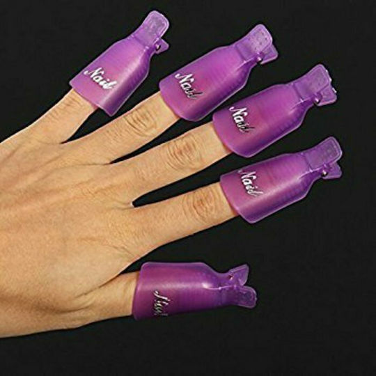 UpLac Set of 10 Clips for Removal of Nail Polish & Artificial Nails Purple Clothespin 52859