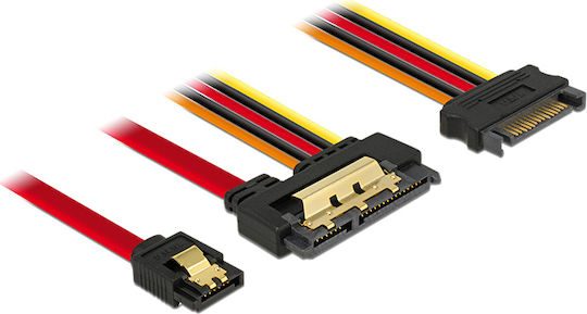 DeLock DeLock Festplattenkabel 13-Pin SATA III / 7-Pin SATA III - 22-Pin SATA III Länge 30cm Rot