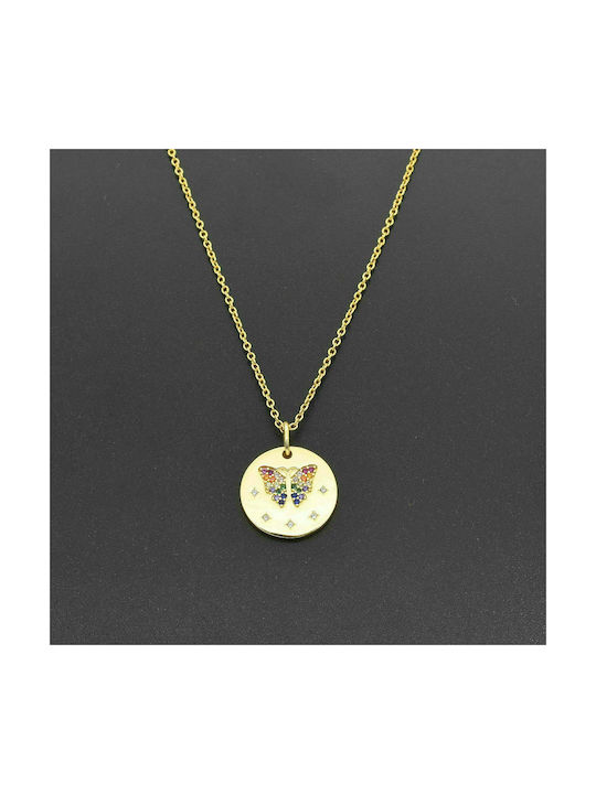 Prince Silvero Necklace with design Butterfly from Gold Plated Silver