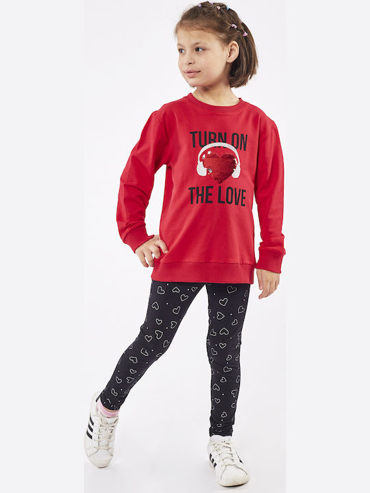 Εβίτα Kids Set with Leggings Winter 2pcs Red