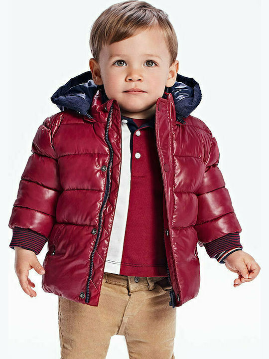 Kids' Quilted Jacket Long with Hood Burgundy