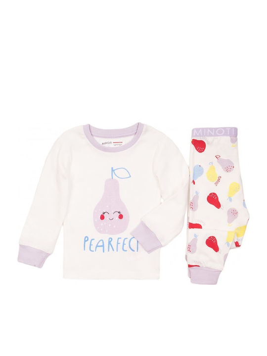 Minoti Set Top & Bottom Kids Winter Cotton Pyjamas White