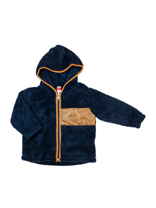 Joyce Girls Hooded Cardigan with Zipper Blue