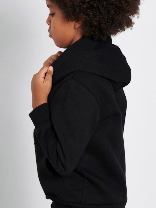 Fleece Kids Sweatshirt with Hood and Pockets Black