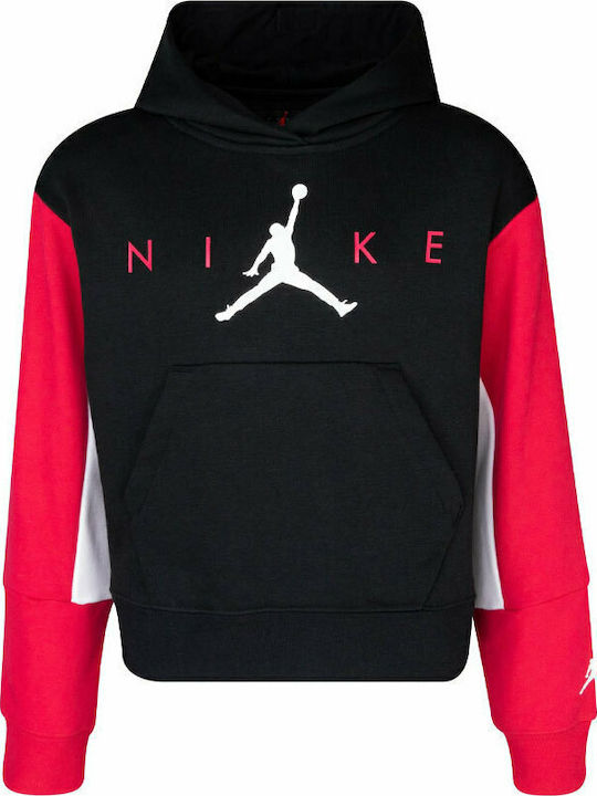 Fleece Kids Sweatshirt with Hood and Pockets Black Jumpman