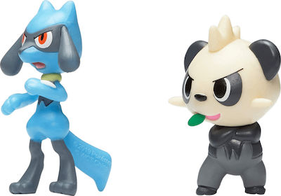 Jazwares Miniatur-Spielzeug Pokemon Battle Feature Figure Pancham & Riolu Pokemon für 4+ Jahre 8cm PKW0001