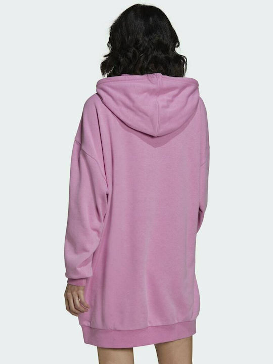 Adidas 2000 Luxe Hoodie Mini Athletic Dress Long Sleeve with Hood Bliss Orchid