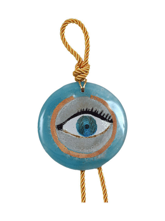 Handmade glass eye charm ''Kallistis'' DBAG20 35cm. Eyelash light blue -