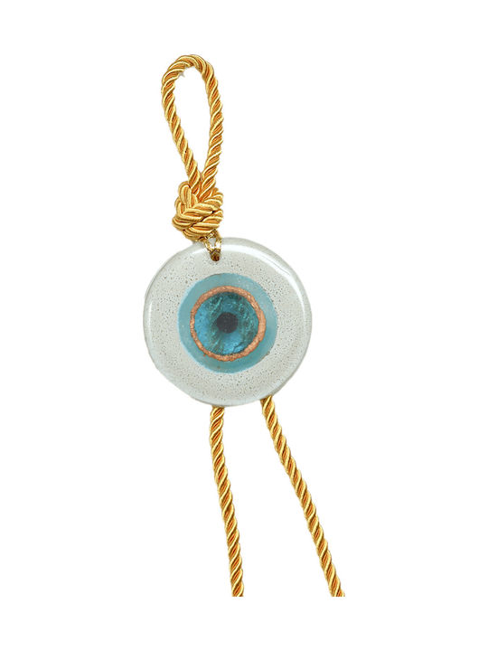 Handmade glass eye charm ''Kallistis'' DBAG11 38cm light blue-white-gold -