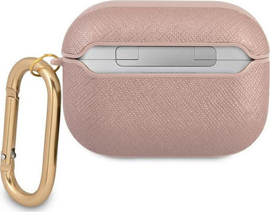 Guess Script Metal Logo Hülle Silikon mit Haken in Rosa Farbe für Apple AirPods Pro