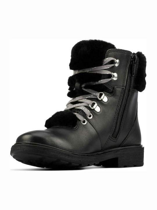 Astrol Hiker Δερμάτινα Παιδικά Αρβυλάκια με Φερμουάρ Μαύρα