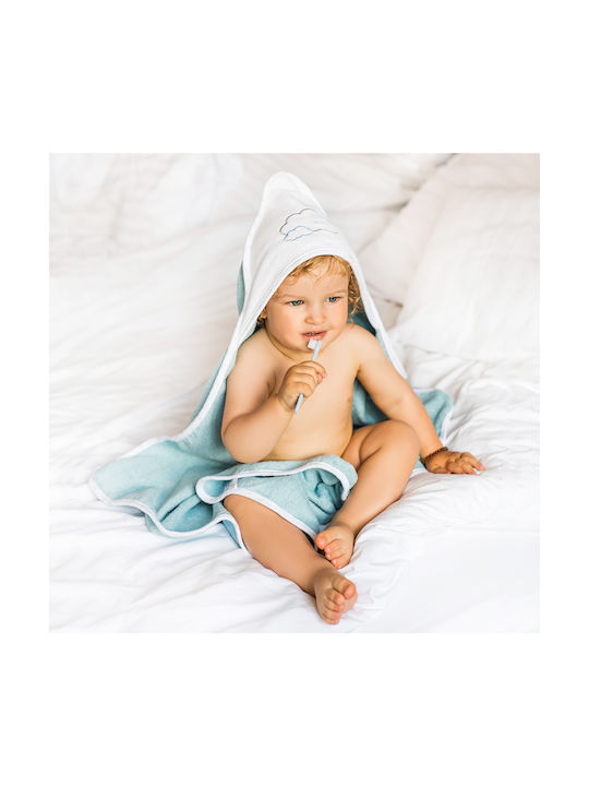 Babyono Baby Hooded Bath Towel Blue 100x100cm