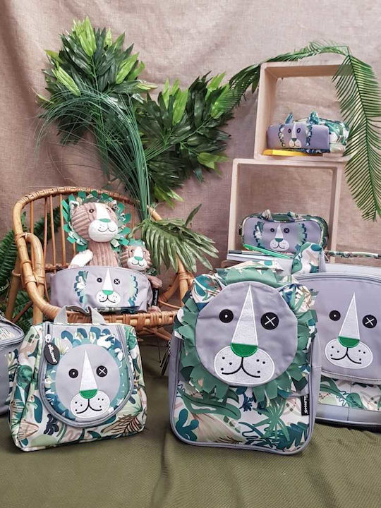 Les Deglingos Jelekros the Lion School Bag Backpack Kindergarten Green 6Liters