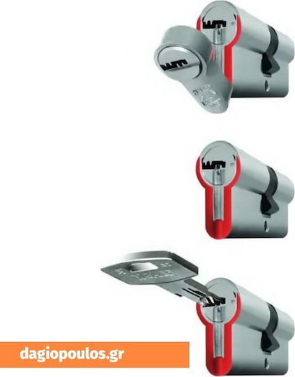 Mauer Κύλινδρος Κλειδαριάς Ασφαλείας Elite 2 Red Line 82mm (31-51) με 5 Κλειδιά Ασημί