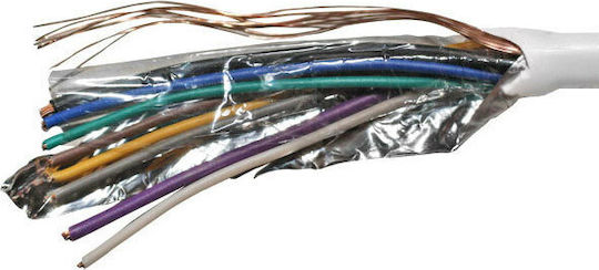Adeleq Alarm Cable with Shielding 6x0.22mm and 2x0.5mm Multicore White 1m