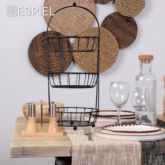 Espiel Fruitieră Metalic 3 niveluri Negru 20.5x20.5x50buc
