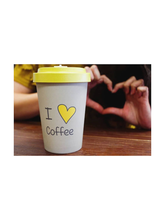 Woodway I Love Coffee Cană Bambus Gri 400ml
