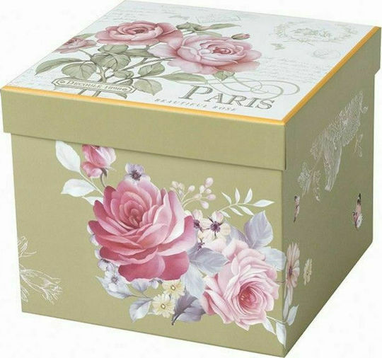 Karvounis Floral Paris Roses Тортена постава от Порцелан с Капак и Крака Бежов 22x22x21бр