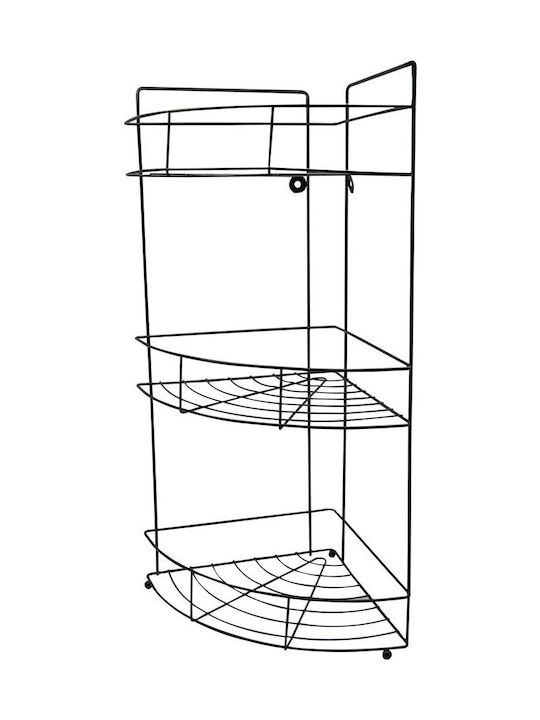 Ankor Ecke An der Wand montiert Badezimmerregal Metallisch mit 3 Regalböden 22x22x52cm Schwarz