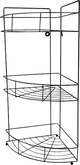 Ankor Ecke An der Wand montiert Badezimmerregal Metallisch mit 3 Regalböden 22x22x52cm Schwarz