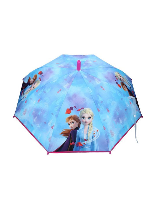 Kinder Regenschirm Gebogener Handgriff Frozen II Blau mit Durchmesser 73cm.
